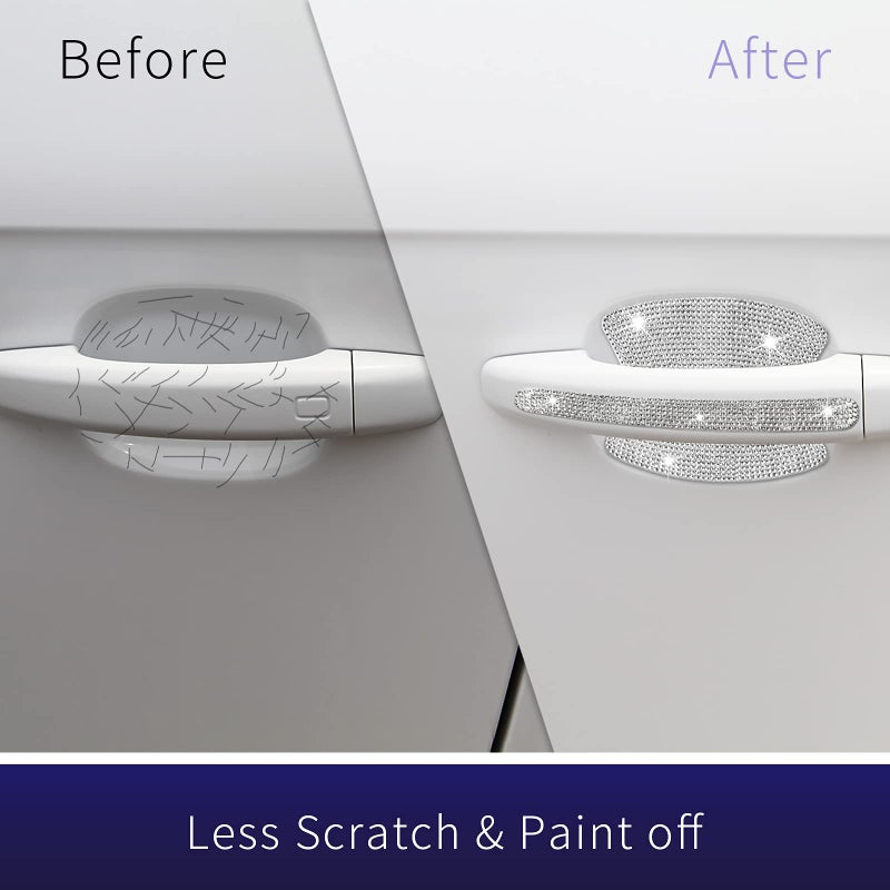 INSAUTO 8 Pieces Bling Car Door Handle Scratch Protector  Universal Rhinestone Car Stickers for Women  Automotive Exterior Accessories (Silver) - Image 5